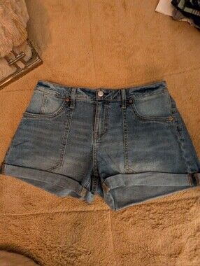 Vanilla Star Light Blue Roll Cuff Jean Shorts